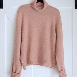 FRAME Dusty Pink Alpaca Merino Blend Turtleneck Sweater Oversized S